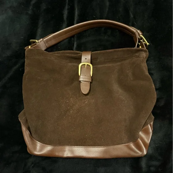 Lands End Brown Suede and Leather Bag. Gently used. - Picture 1 of 7